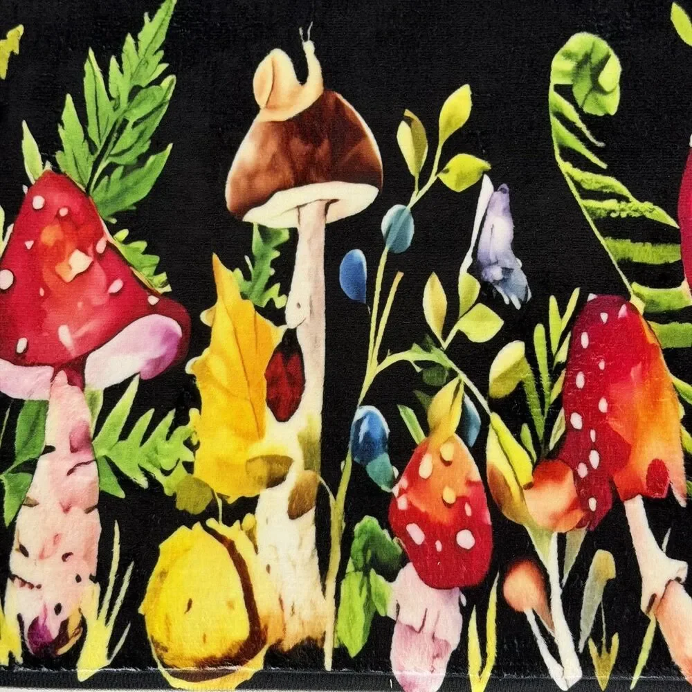 Mushroom Bath Rug Soft Plush Non Slip Vibrant Nature Decor 30x16 Lightly Used